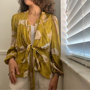 Banana Republic Yellow Floral Wrap Top